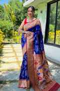 dark blue paithani saree for girls