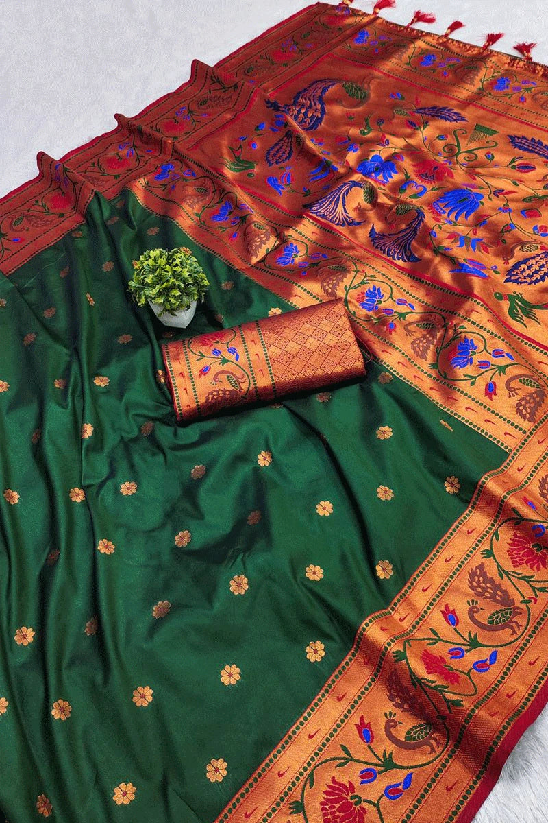dark green paithani saree for wedding function