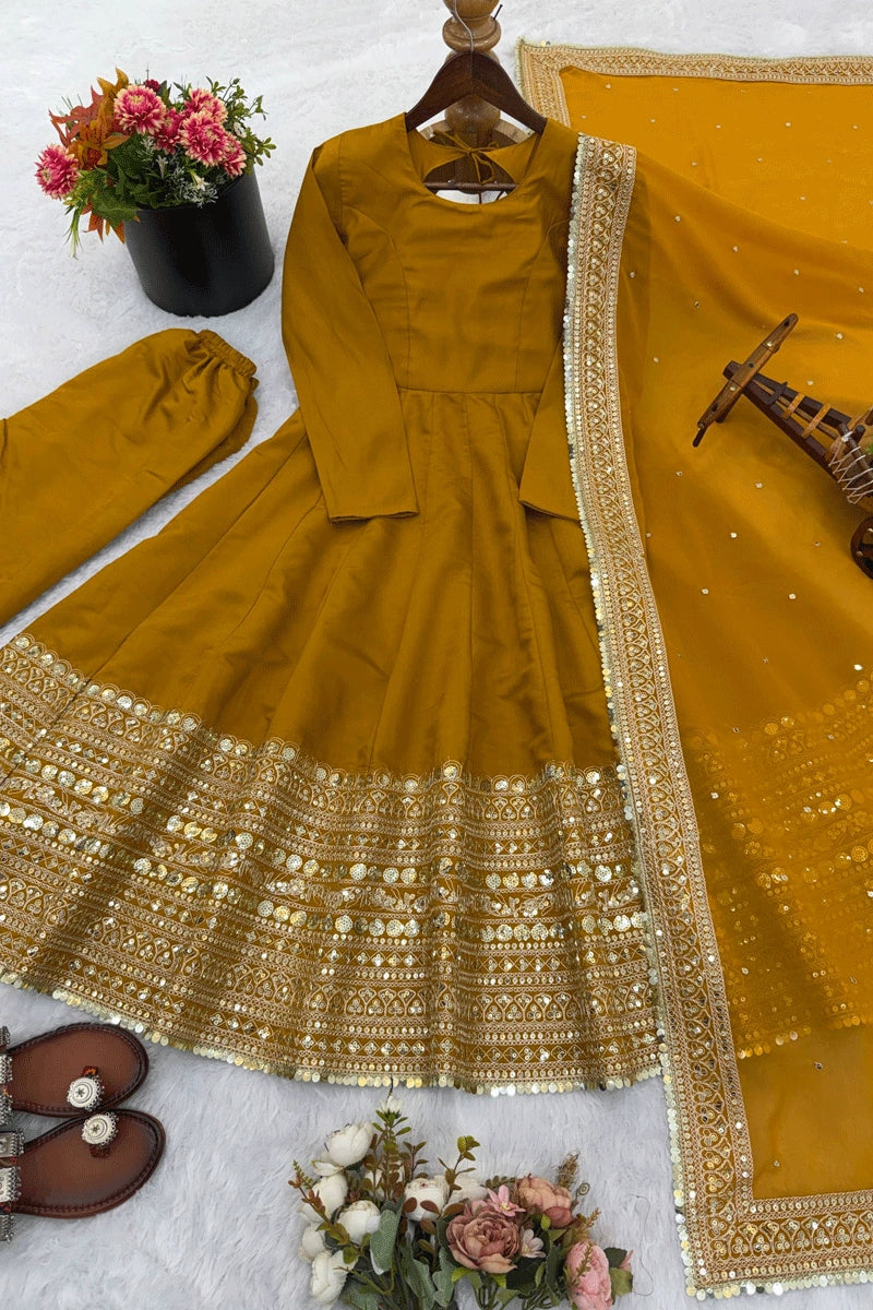 designer anarkali dress for sister haldi