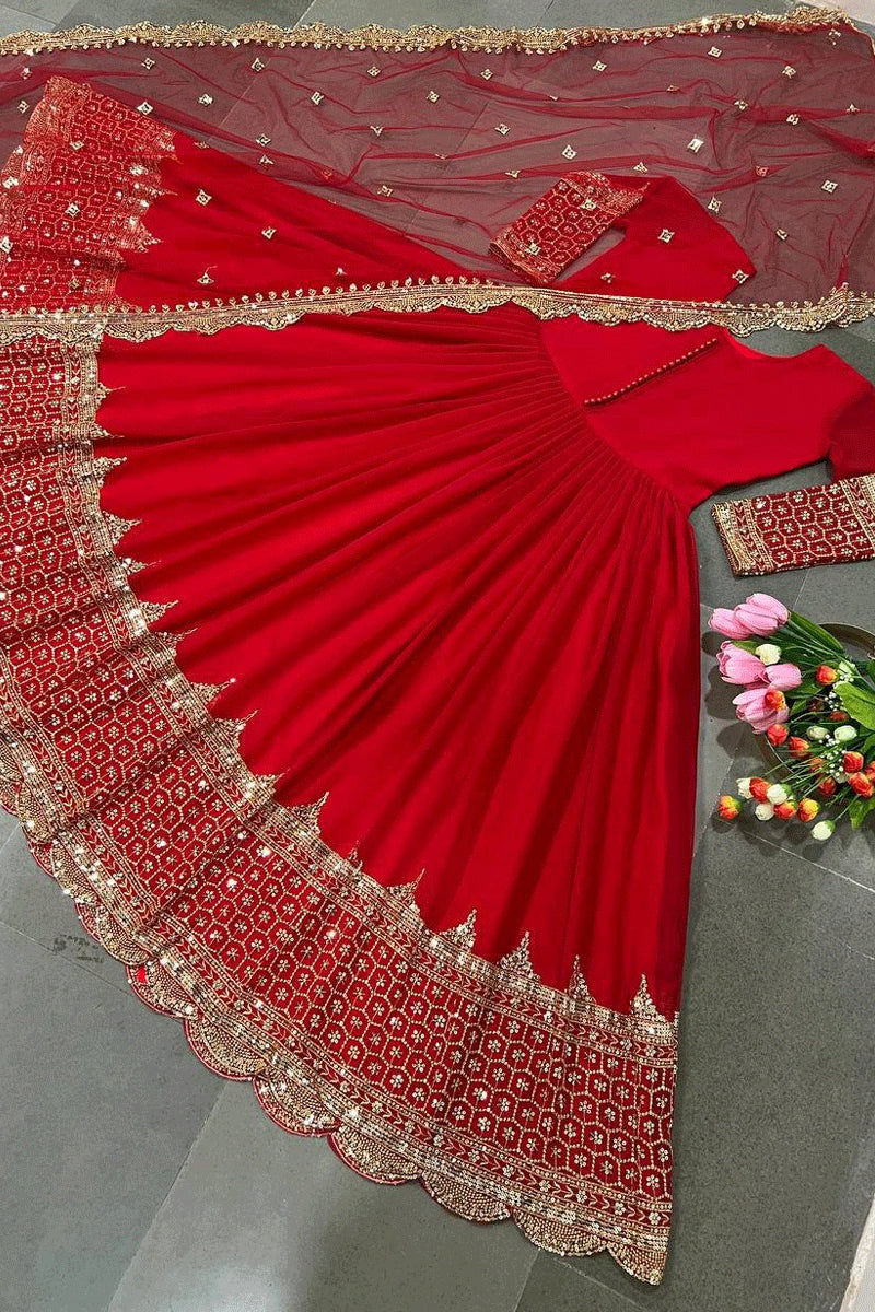 designer anarkali gown for karwa chauth
