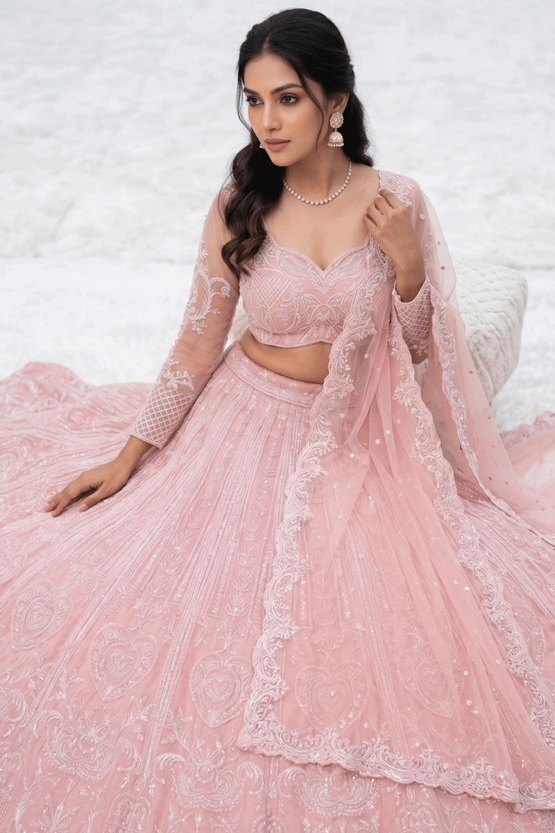 baby pink lehenga choli for reception