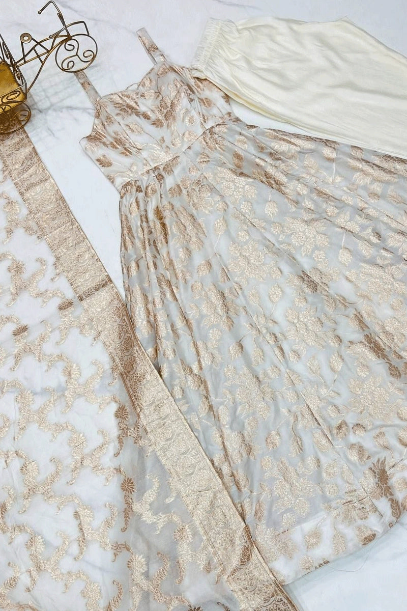 designer banarasi jacquard dress
