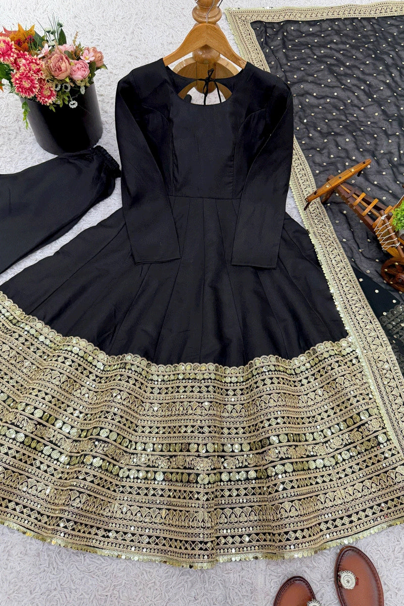 designer black anarkali gown