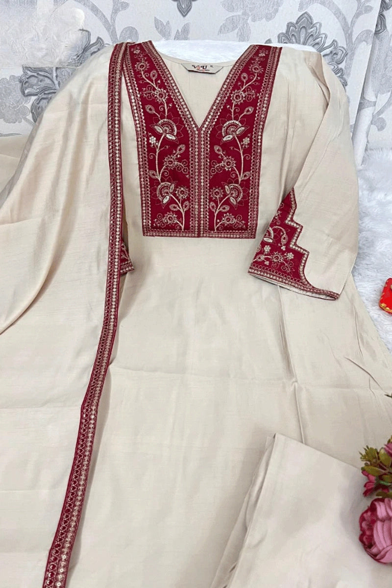 designer embroidered kurti pant set