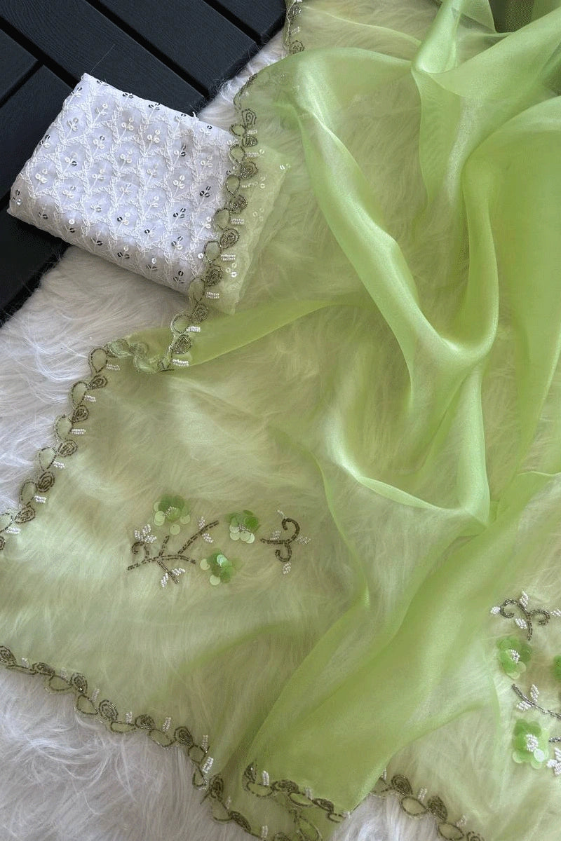 designer organza silk saree
