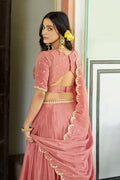 designer peach lehenga for women