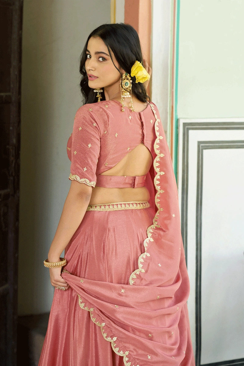 designer peach lehenga for women