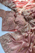 designer pink satin saree
