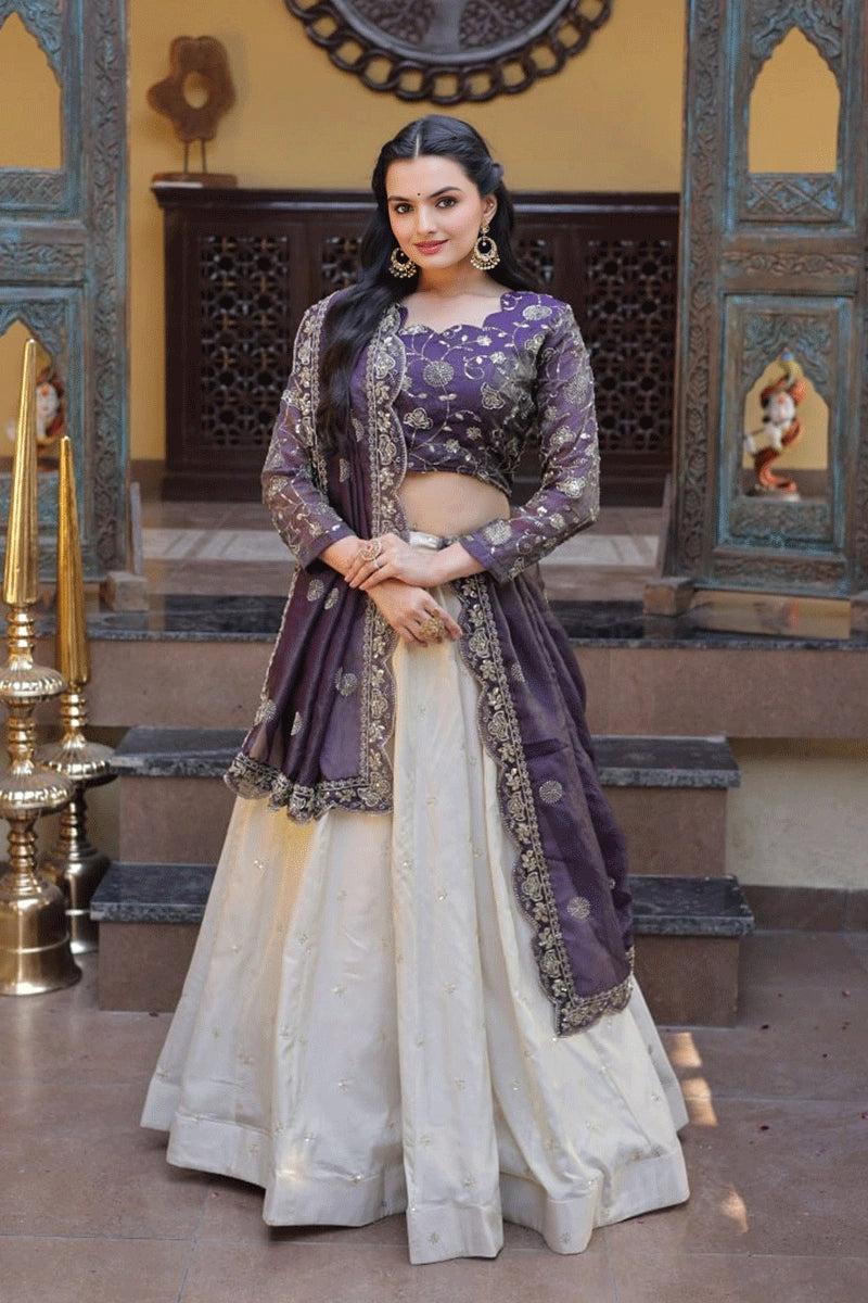 designer purple embroidery lehenga choli