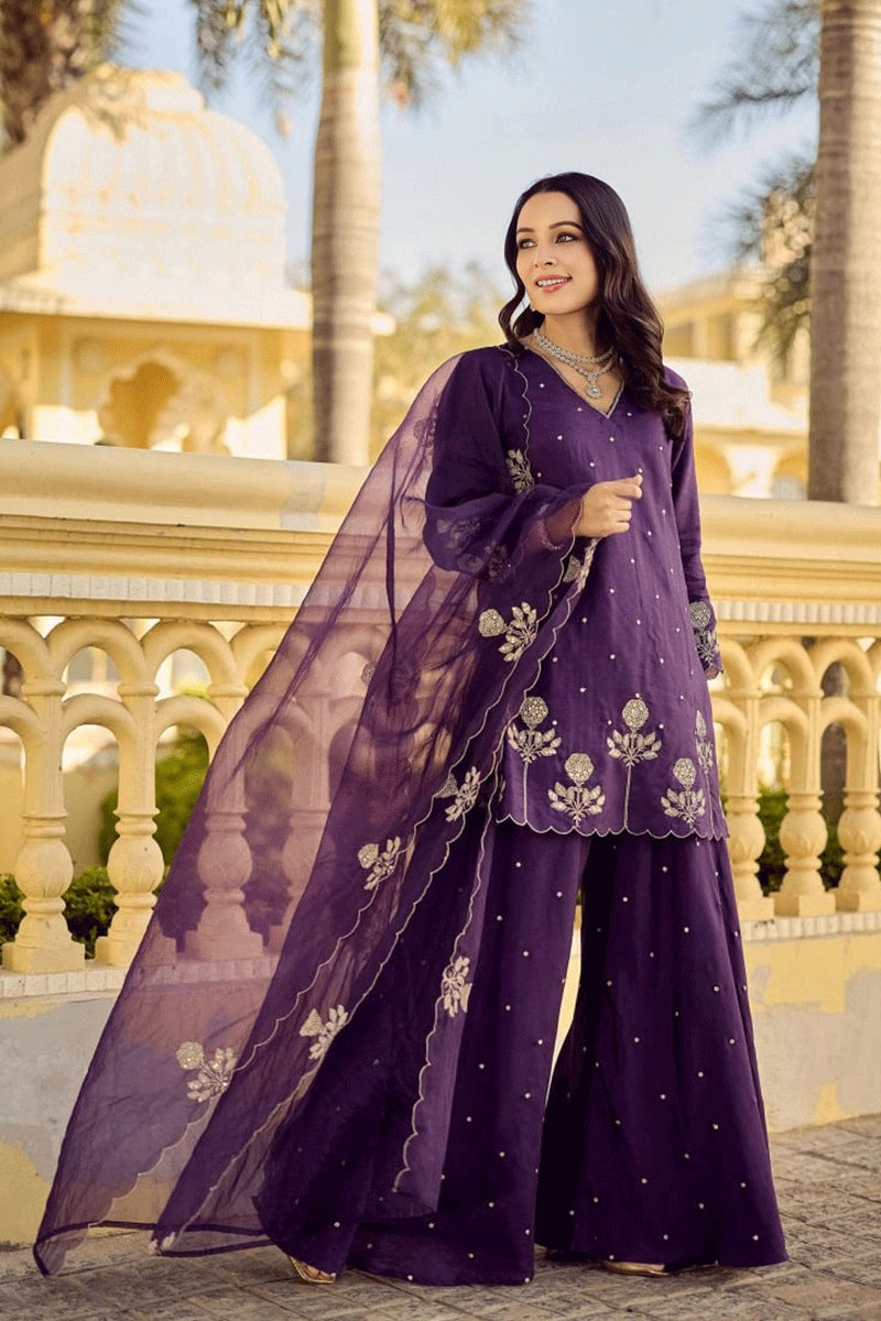 designer purple sharara suit