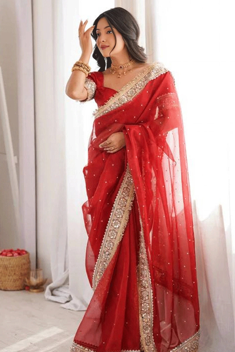 karwa chauth satin silk saree