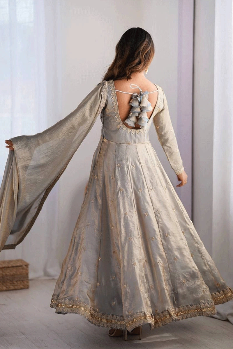 wedding guest silk anarkali dress