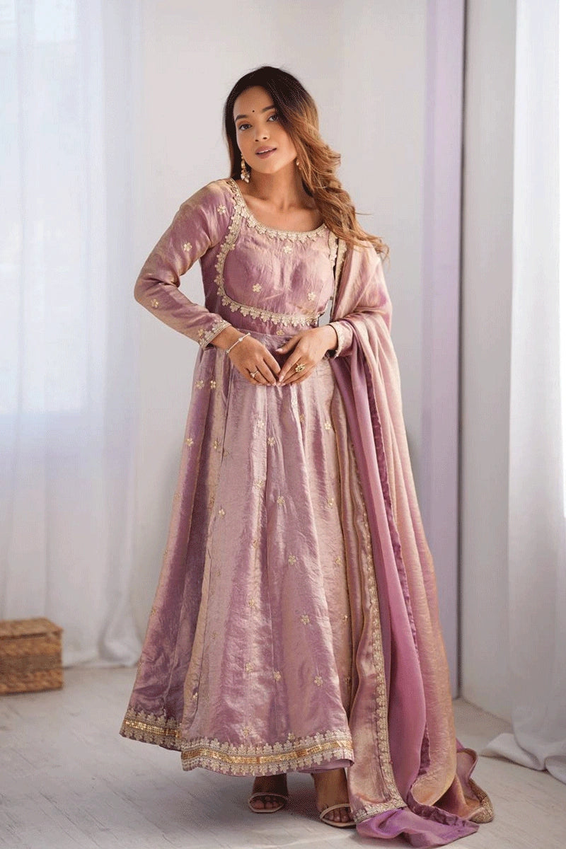 designer silk long anarkali suit
