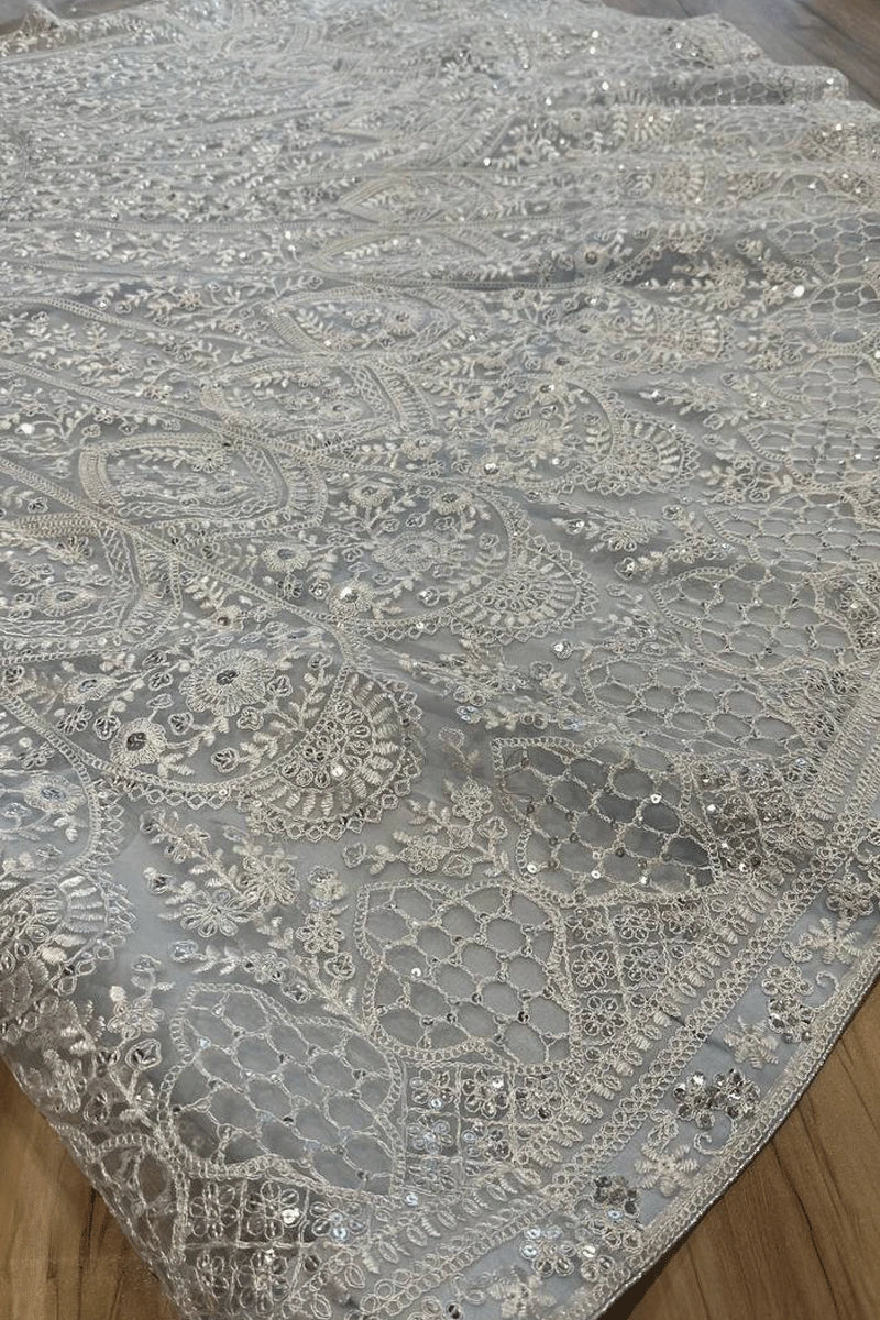 designer silver color lehenga for wedding 