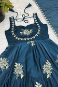 designer teal anarkali dress
