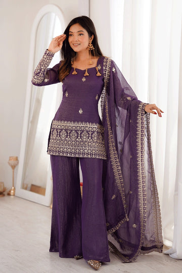 designer top with bell bottom pant