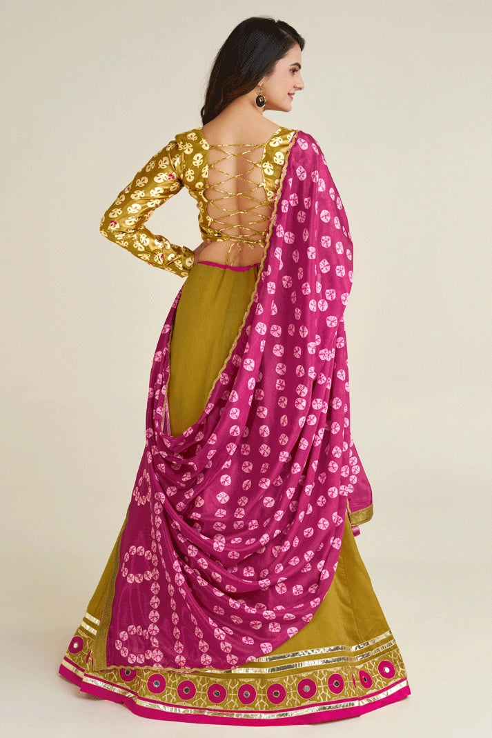 yellow lehenga real mirror work border