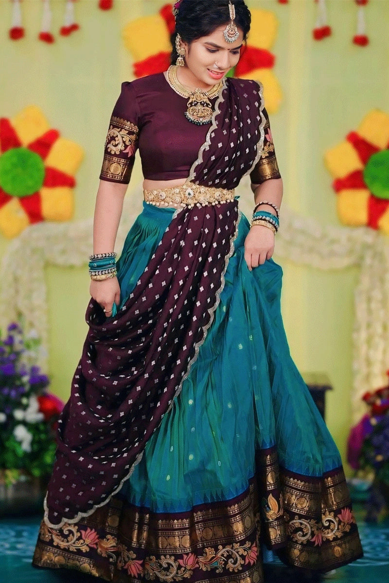 double colour half saree 