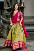 double colour half saree for onam