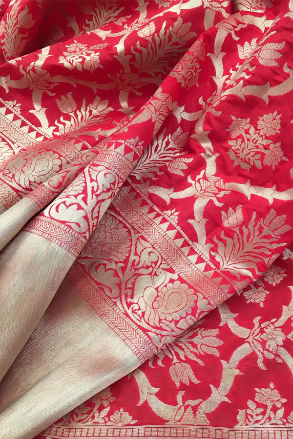 Durga Puja Special Red Saree Online Shopping - Anaya Designer Studio