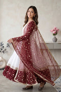 embroidered flared gown for girls