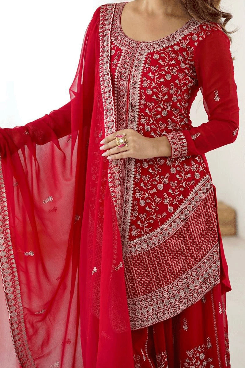 embroidered palazzo suit for women