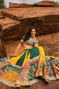 embroidery yellow green lehenga choli for garba