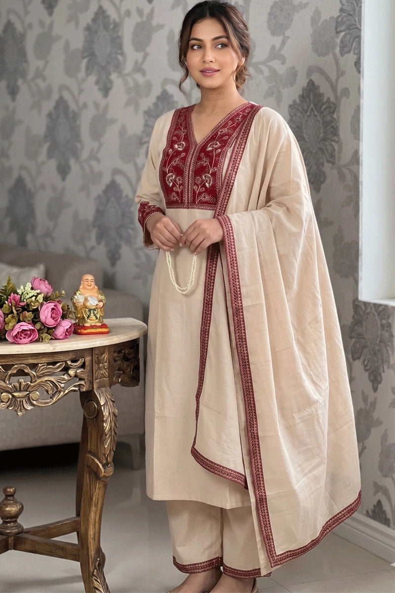 pooja special embroidery kurti pant set