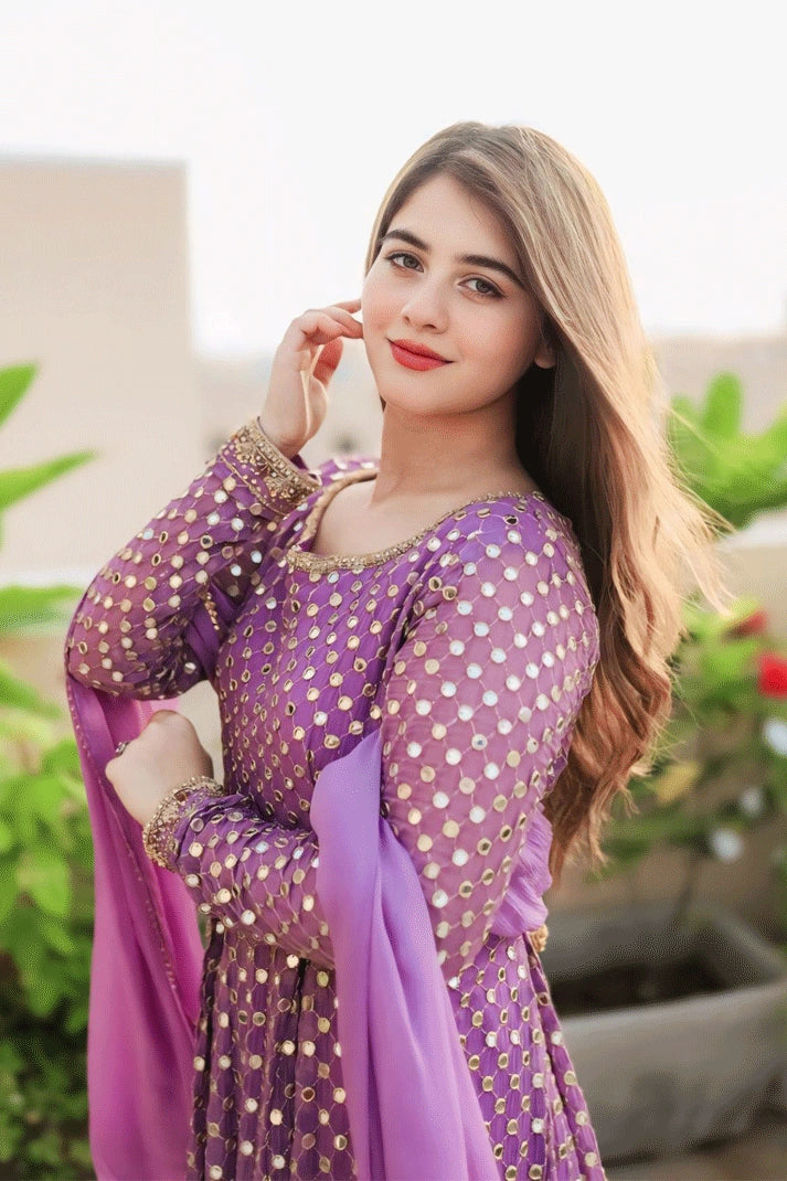 light purple long sleeve gown for garba