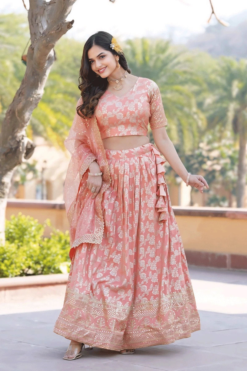 peach colour lehenga choli for diwali