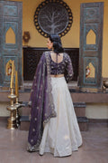 embroidery work purple lehenga