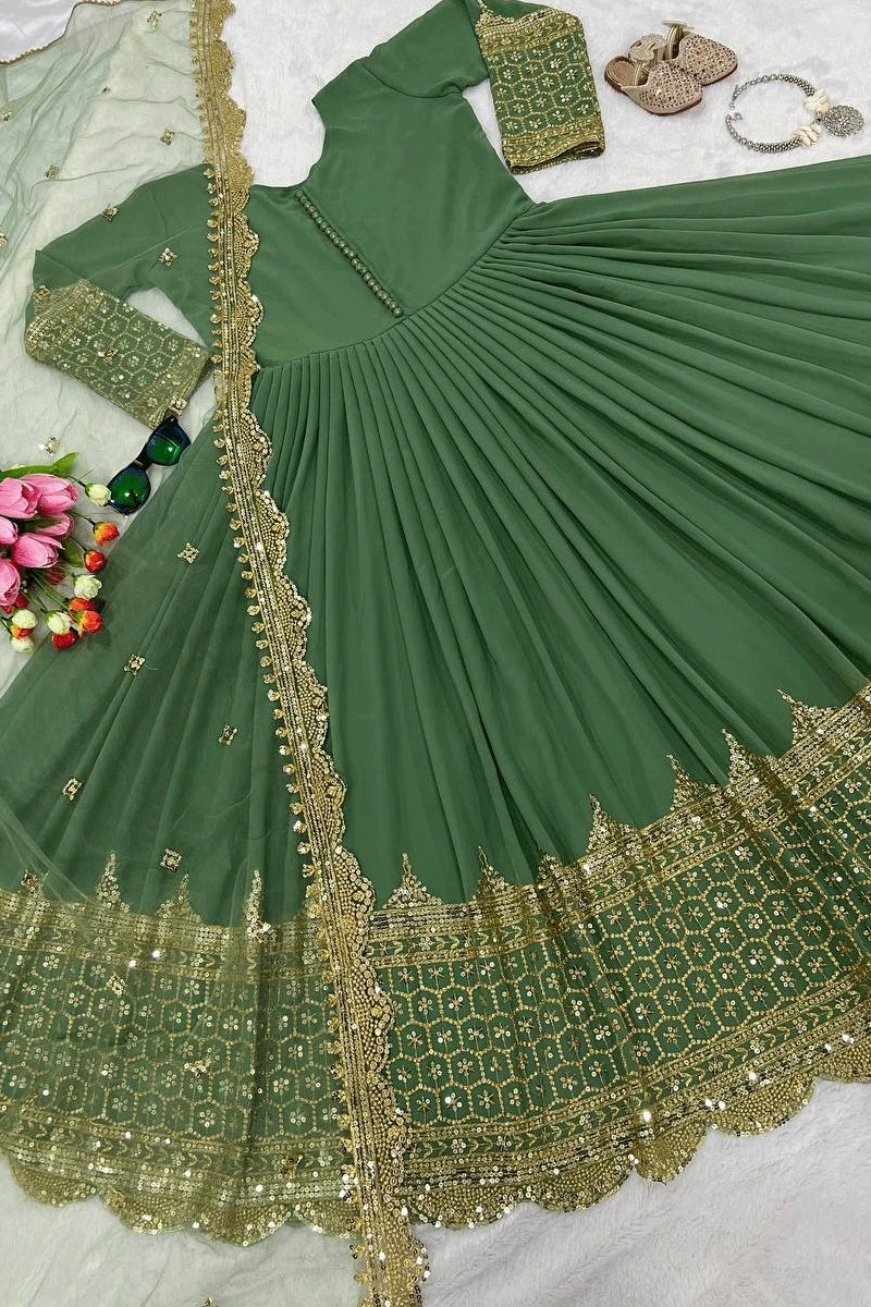 ethnic anarkali gown set