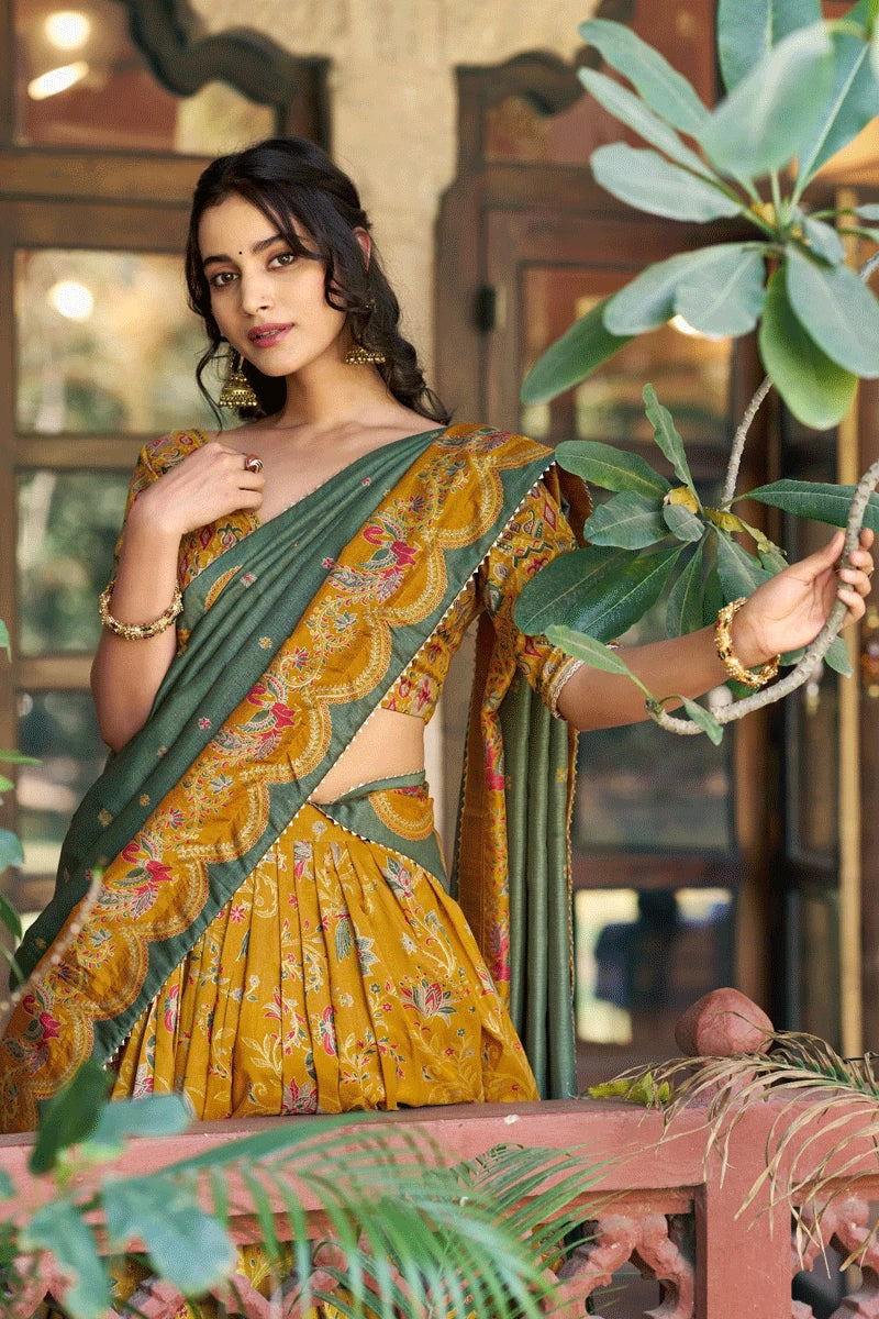 tasar silk half saree for women