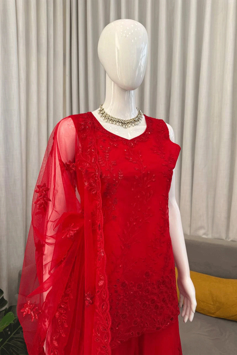 festive net sharara suit
