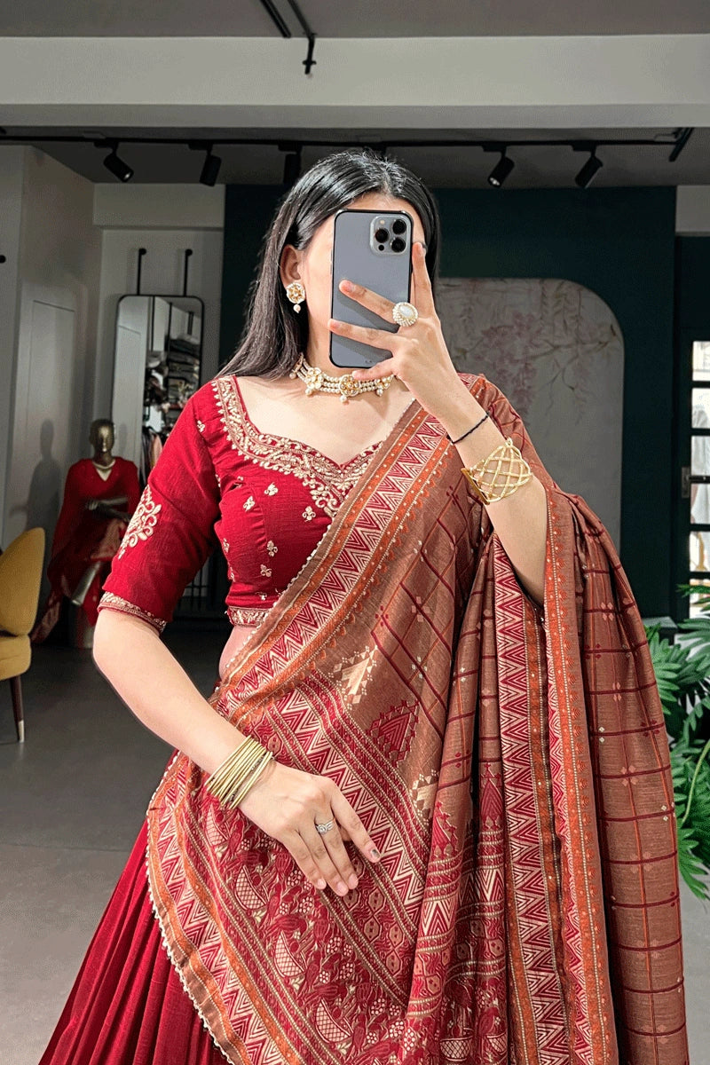 festive silk lehenga for women