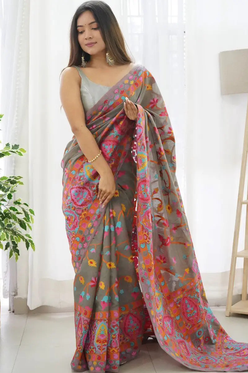 floral organza saree