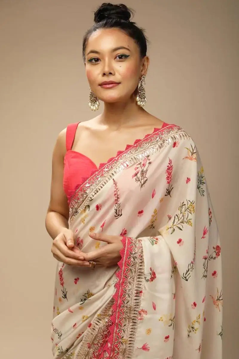 floral print saree for wedding