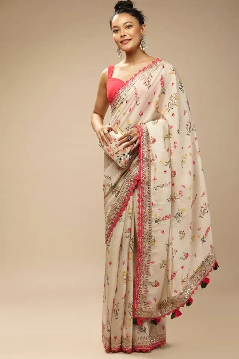 floral print saree for wedding