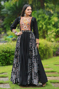 full sleeve black gown for garba