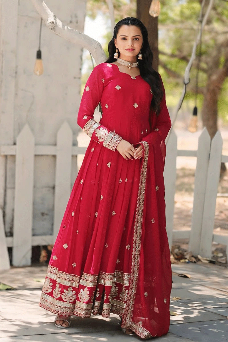 red gown for karwa chauth