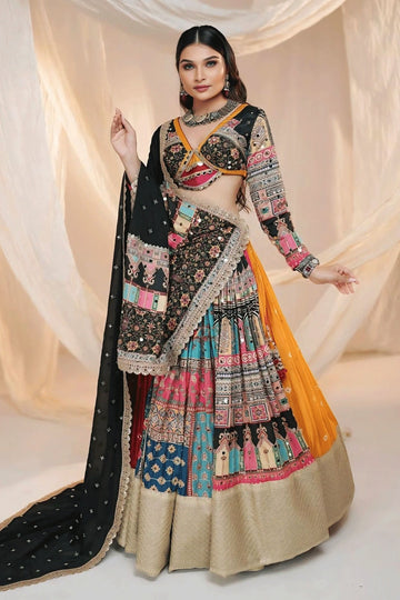 full sleeve multi colour chaniya choli