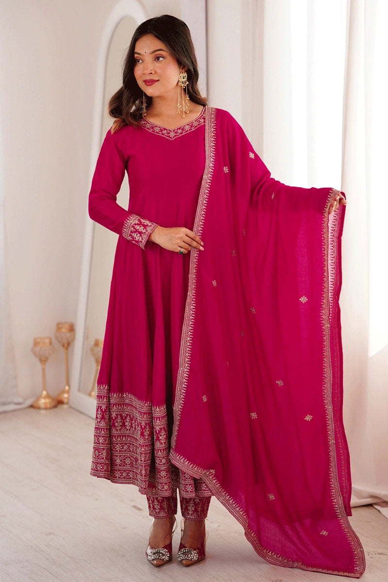 full sleeves anarkali suit for pooja