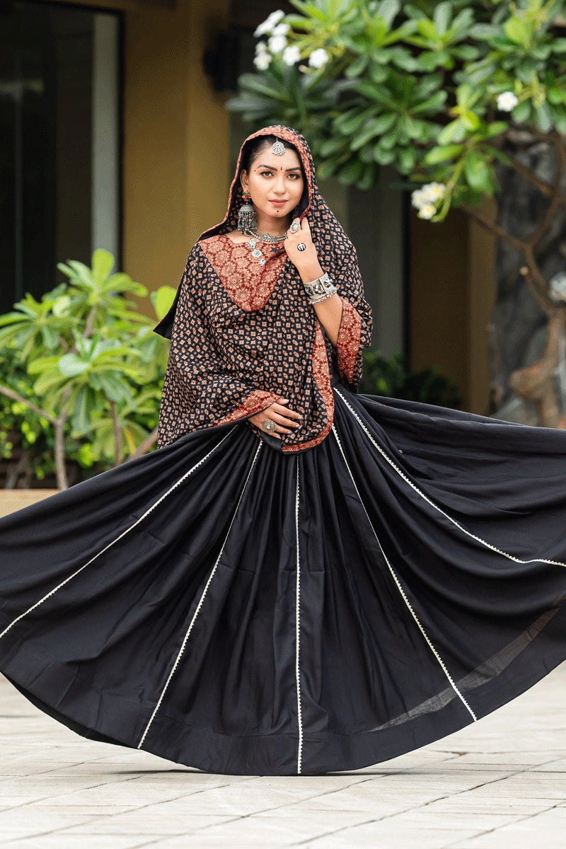 fully black lehenga choli