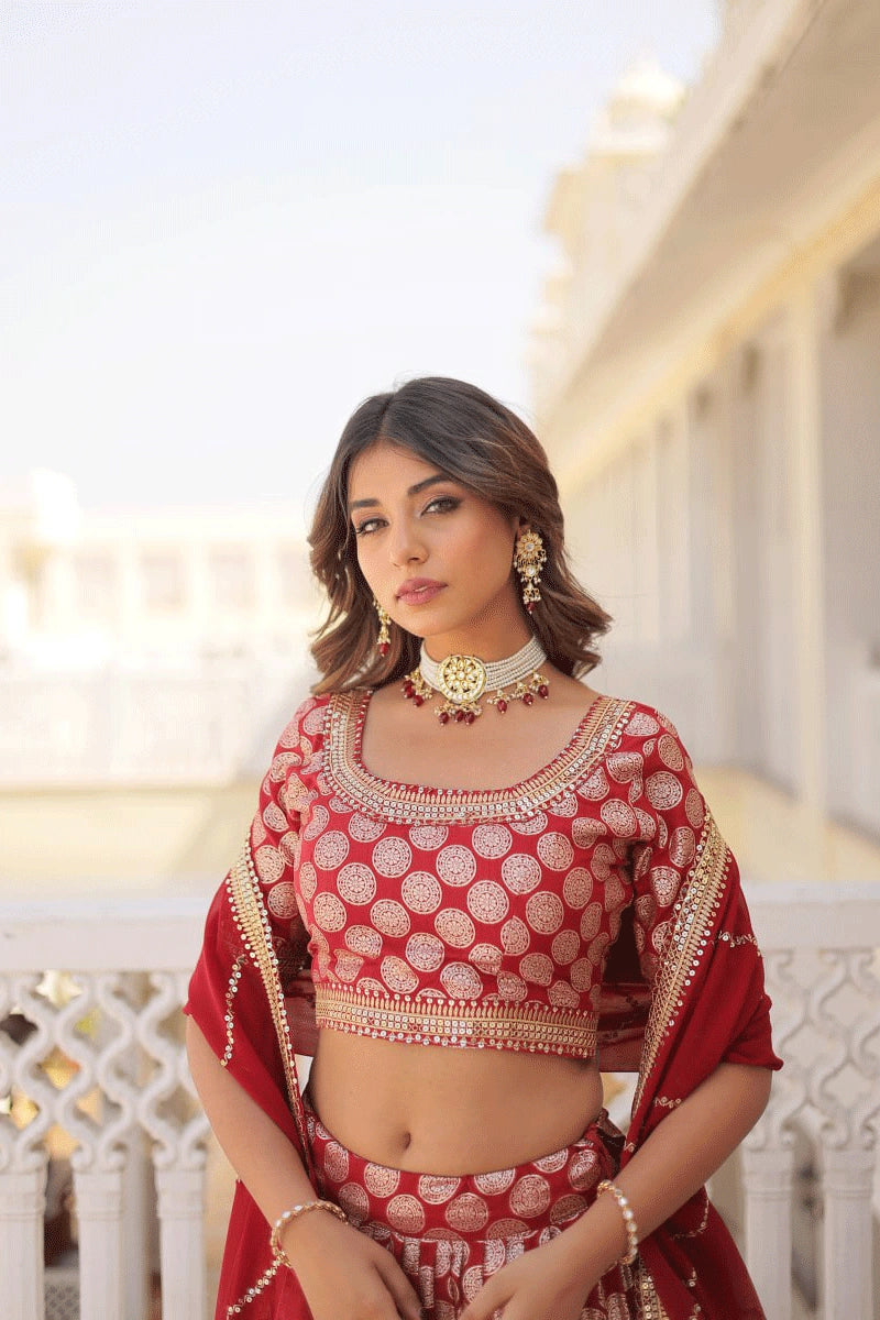 red colour lehenga choli for marriage