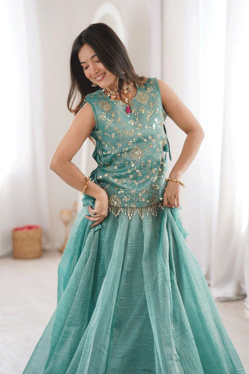 designer fully stitched lehenga choli with koti