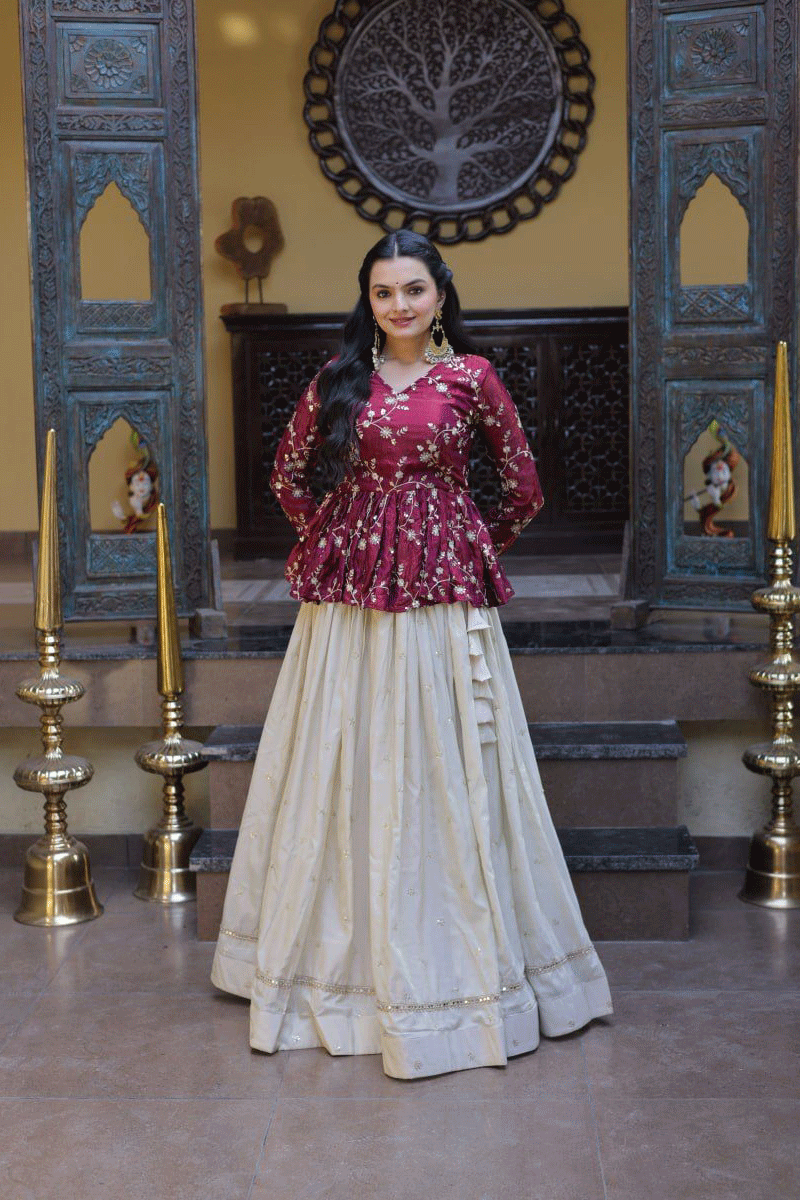 fully stitched sequin lehenga choli