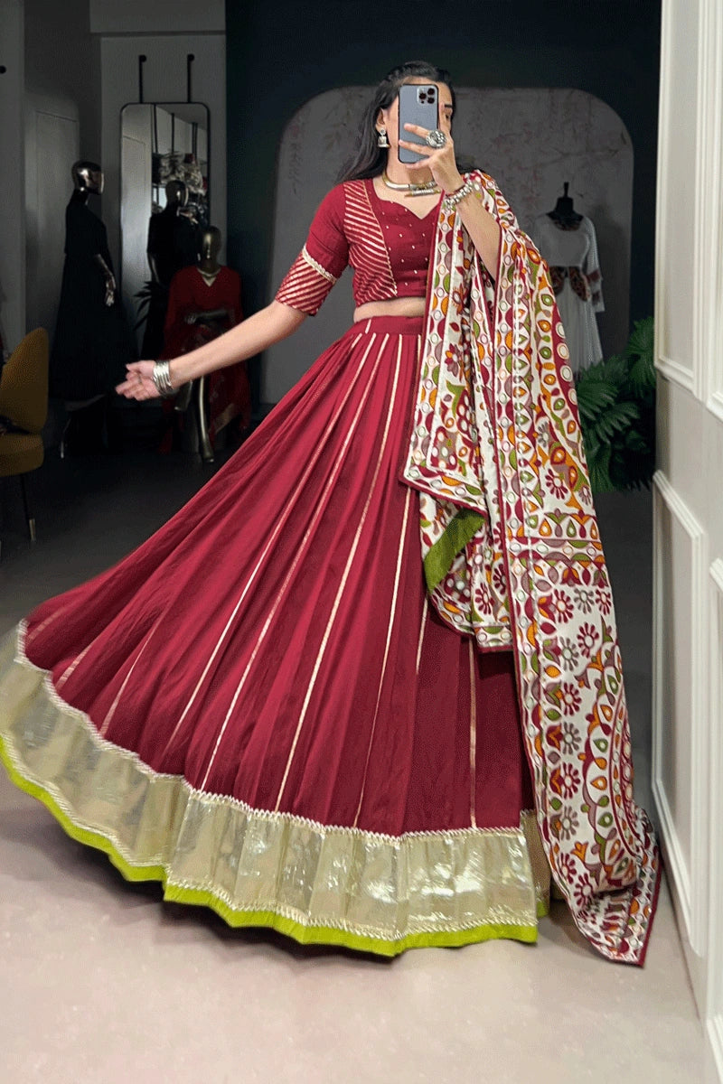 gamthi print dupatta lehenga choli