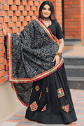 gamthi work black lehenga for garba