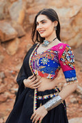 gamthi work blouse with multi colour chaniya choli