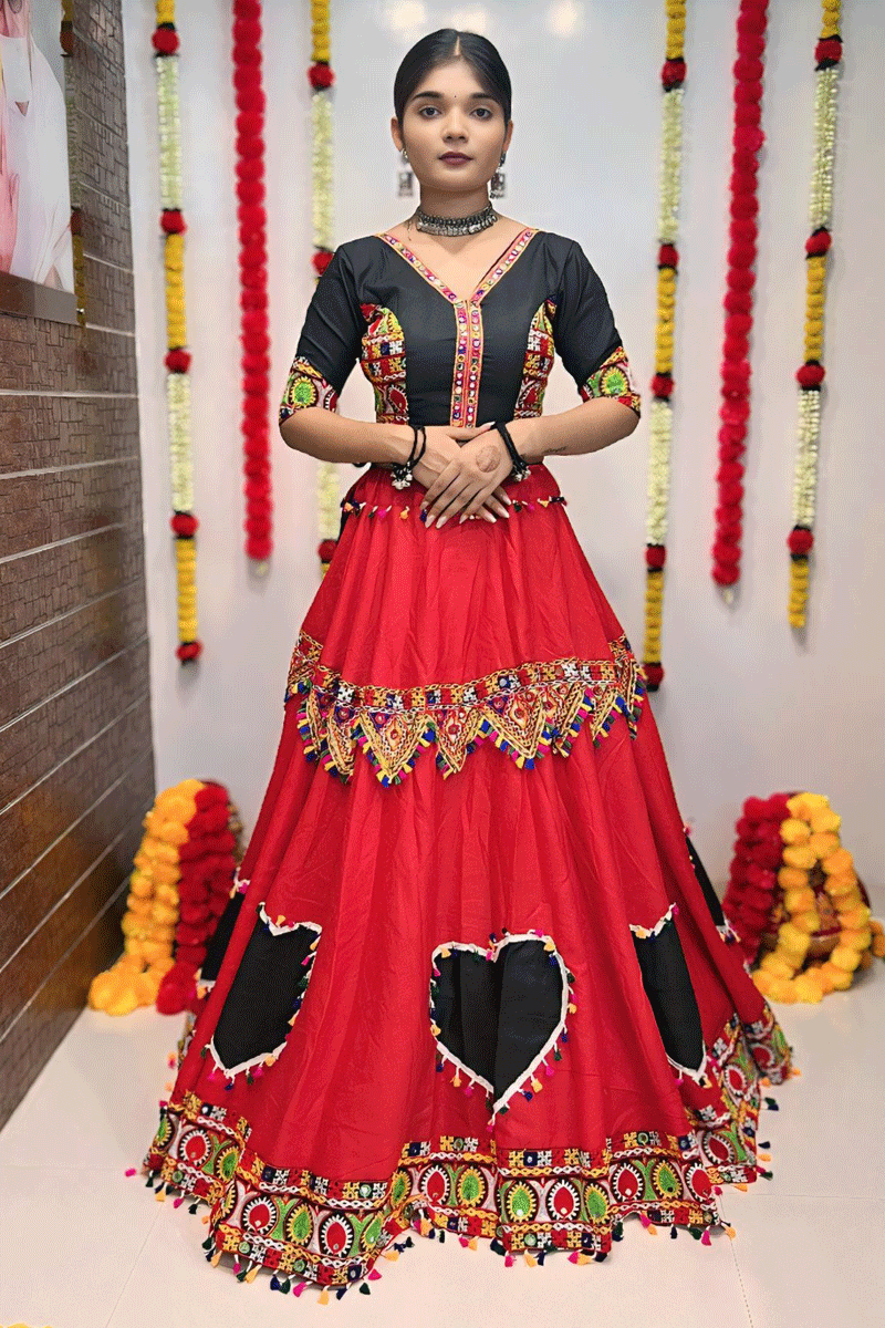 red black chaniya choli for navratri